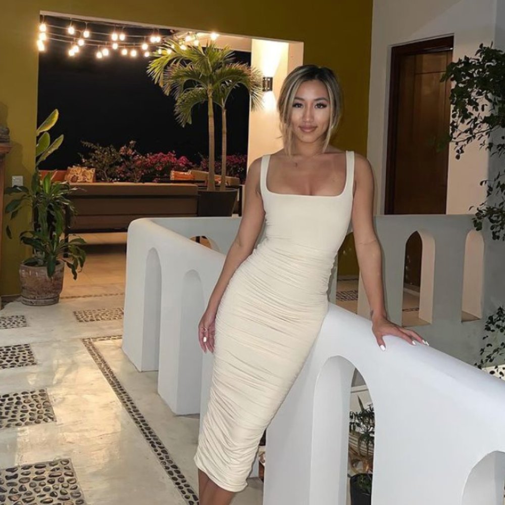 Oh Polly Beige Midi Dress